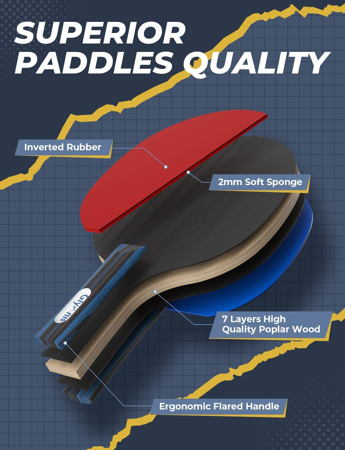 Premium Ping Pong Paddles Set - Complete Table Tennis Rackets with Balls & Storage Case for Indoor/Outdoor Fun (2/4 Player)