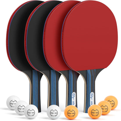 Premium Ping Pong Paddles Set - Complete Table Tennis Rackets with Balls & Storage Case for Indoor/Outdoor Fun (2/4 Player)